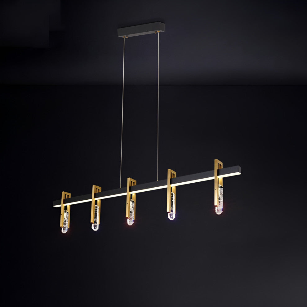 Finale Ligure | Postmodern Copper Crystal Pendant Lamp, 5 Lights
