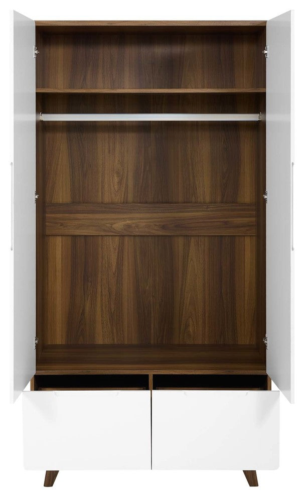 Origin Wood Wardrobe Cabinet, Walnut White