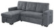Benzara BM293171 Sleeper Sectional Sofa With Storage Chaise, USB Ports, Gray