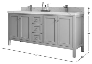 Nashville 72" Double Sink Bath Vanity, White 2" Venatino Quartz