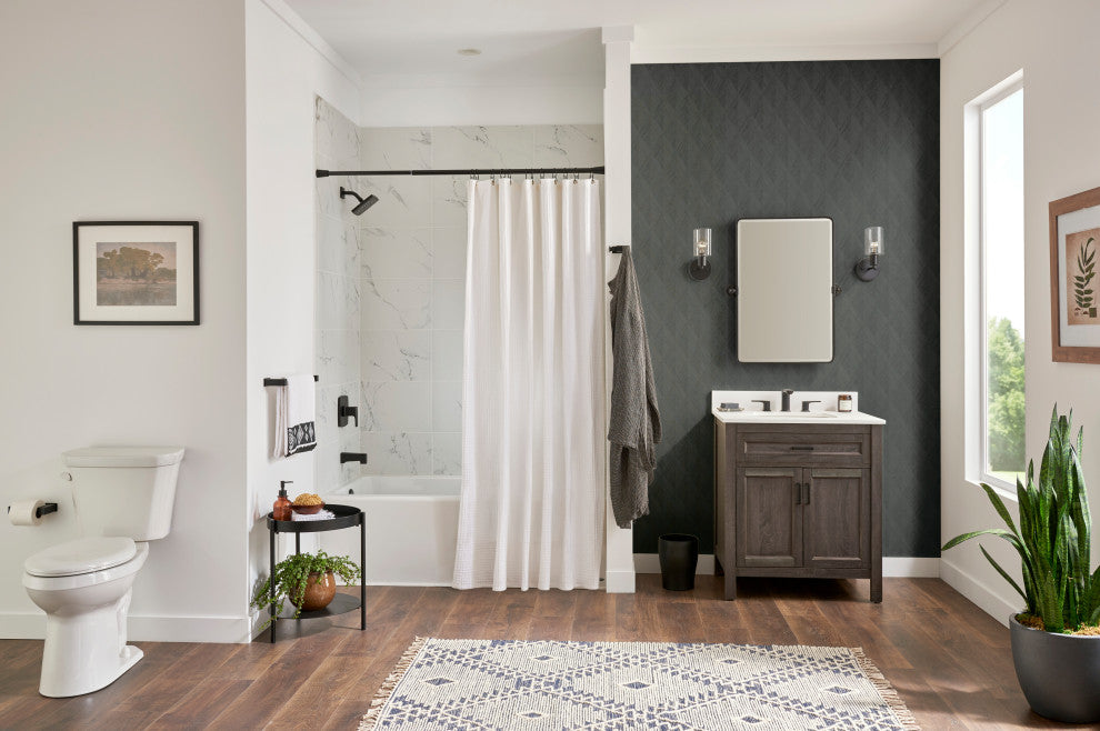 Tribune 1H Tub and Shower Trim Kit and Treysta Cartridge 1.75gpm, Satin Black