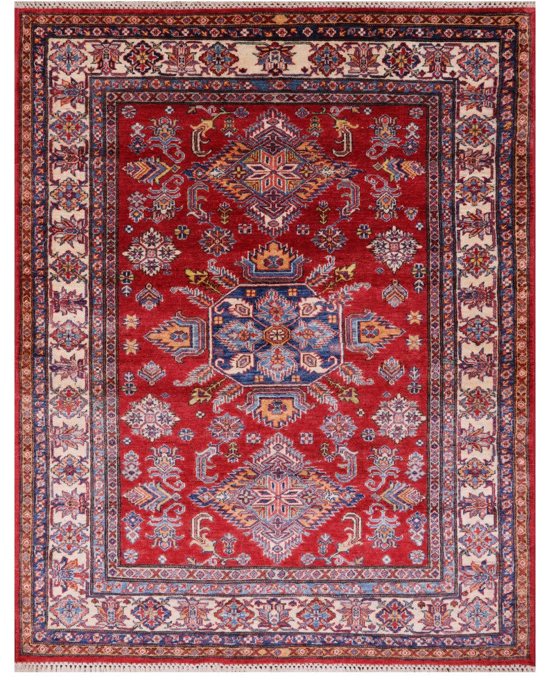 5' 0" X 6' 4" Super Kazak Handmade Wool Rug Q7502