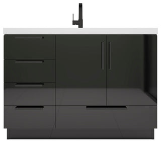 Carla 48" Freestanding Bathroom Vanity, Gloss Black