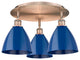Ballston Dome-3 Light 19" Flush Mount-Antique Copper, Blue Shade