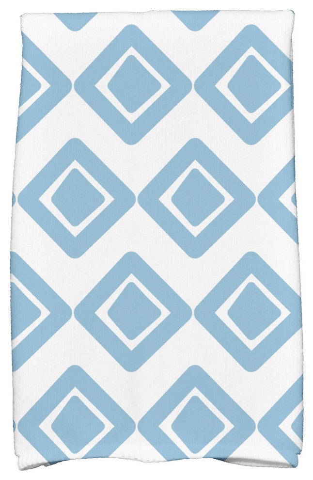 Diamond Jive 1 Geometric Print Hand Towels, Light Blue, 18x30"