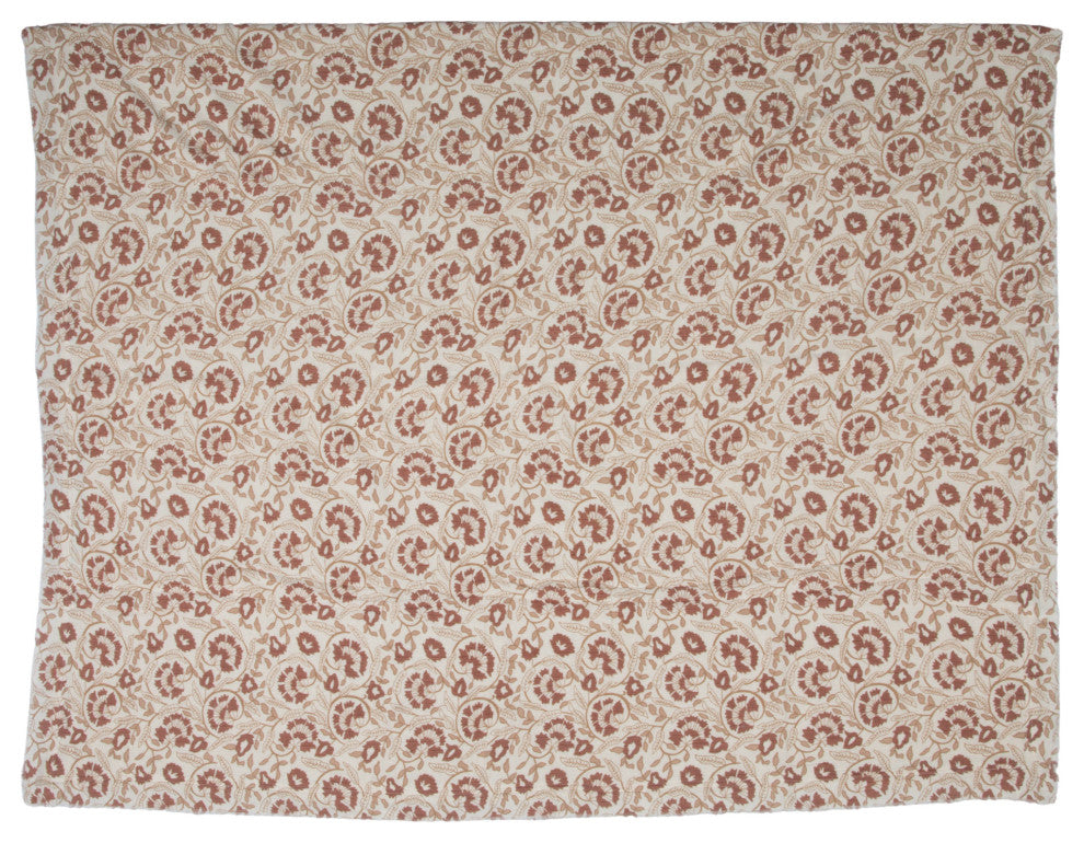 Woven Cotton and Sherpa Throw Blanket, Natural, Tan and Rose
