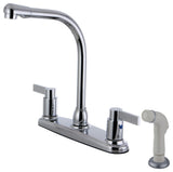 Kingston Brass 8" Centerset Kitchen Faucet With Sprayer, Polished Chrome