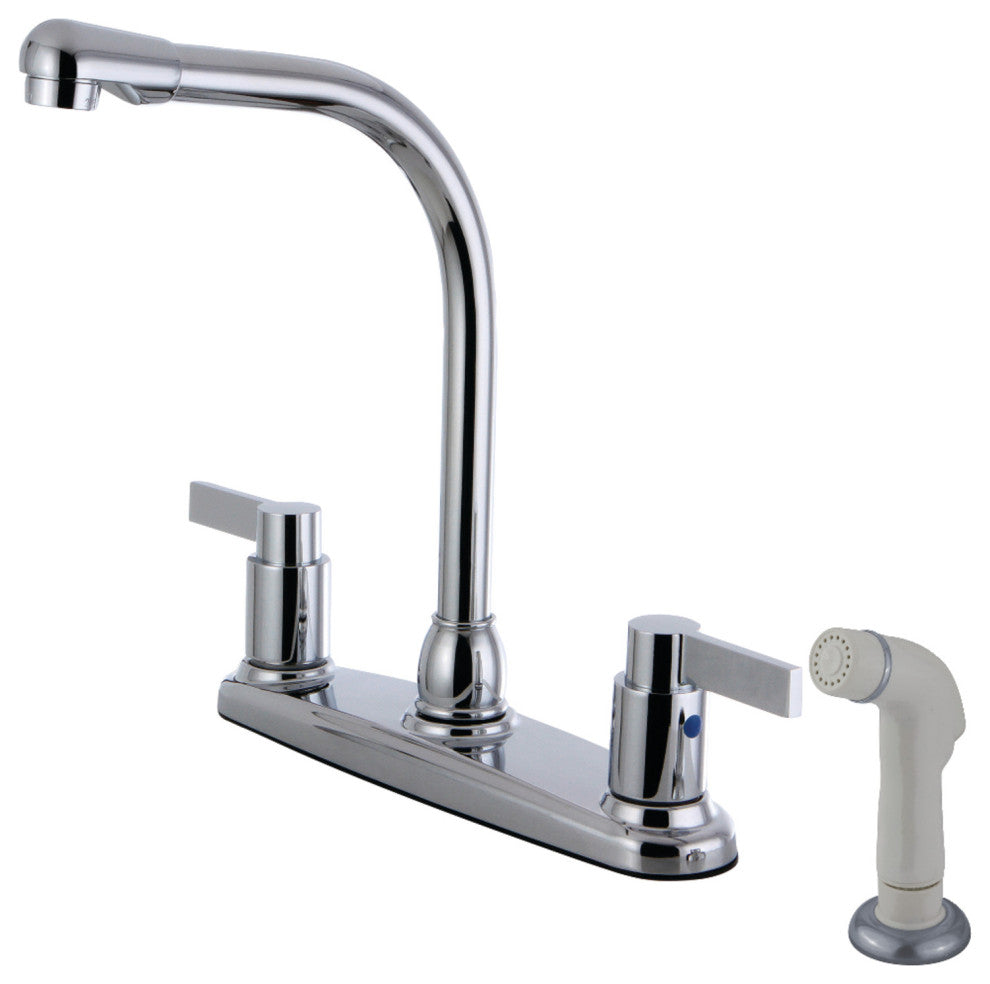 Kingston Brass 8" Centerset Kitchen Faucet With Sprayer, Polished Chrome