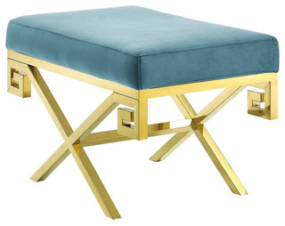 Sea Blue Rove Velvet Performance Velvet Bench