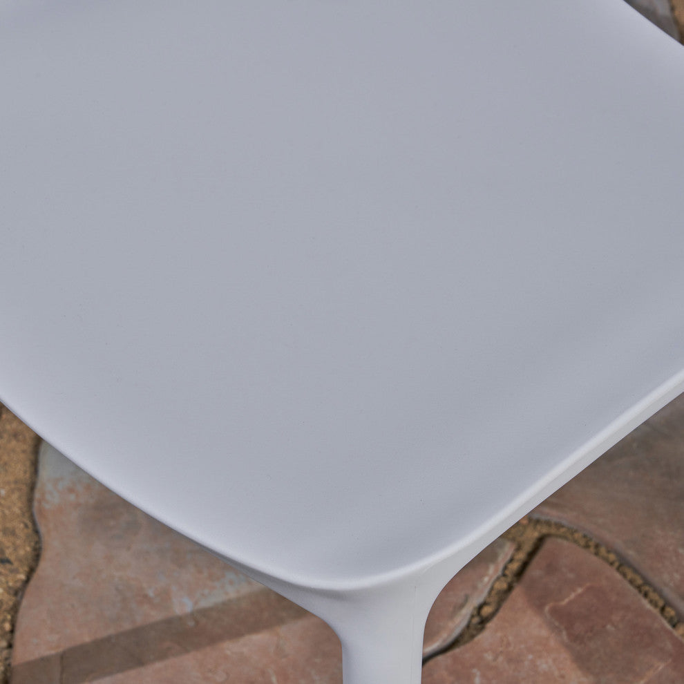 GDF Studio Dean Outdoor Plastic Chairs, Set of 2, White
