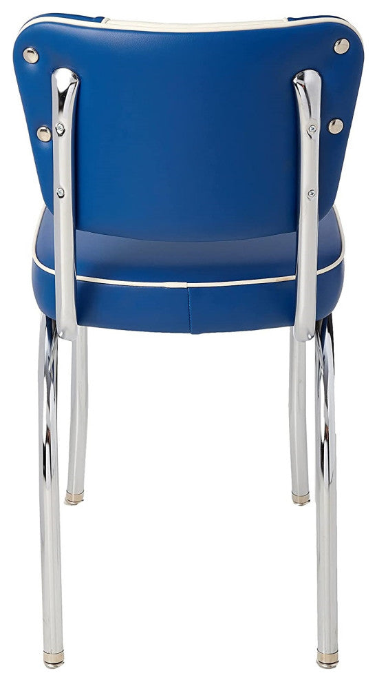 Retro Home Upholstered 'V' Back Dining Chair, Royal Blue, Box Seat