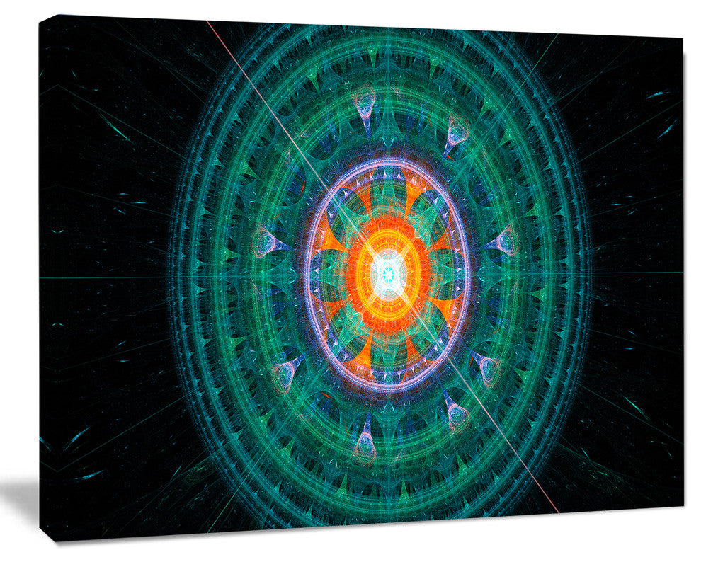 Cabalistic Turquoise Fractal Sphere, Abstract Canvas Art Print, 20x12