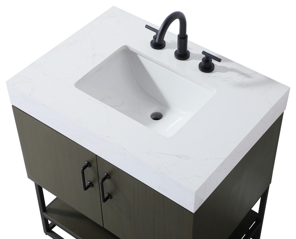 Home Living 30" Single Bathroom Vanity, Mocha Brown