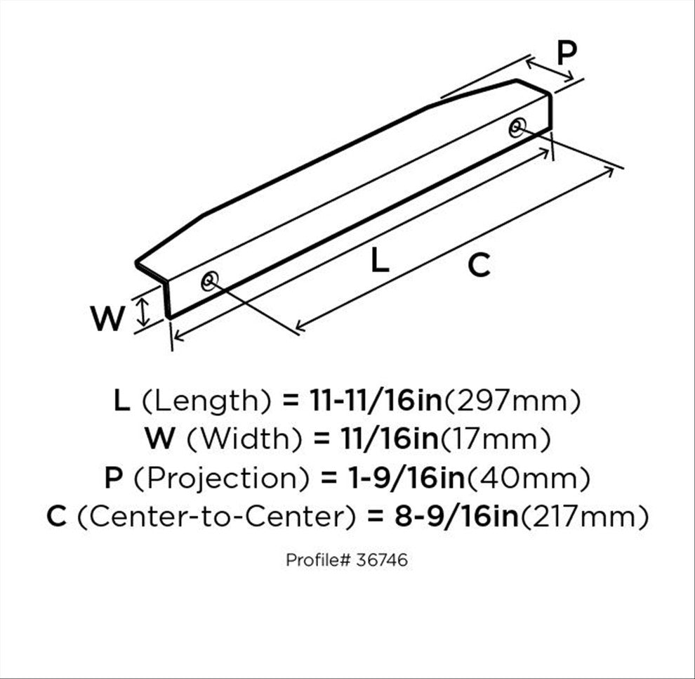 Aloft 8-9/16" CTC Cabinet Edge Pull, Polished Nickel
