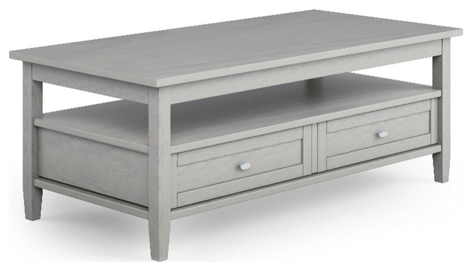 Warm Shaker SOLID WOOD 48 inch Wide Rectangle  Coffee Table in Fog Gray