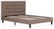 Benzara BM286437 Liam Queen Bed Brown Polylinen Horizontal Tufted Headboard