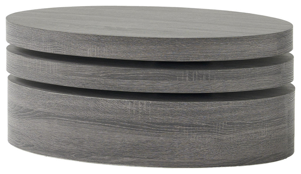 GDF Studio Lenox Oval Mod Rotating Wood Coffee Table