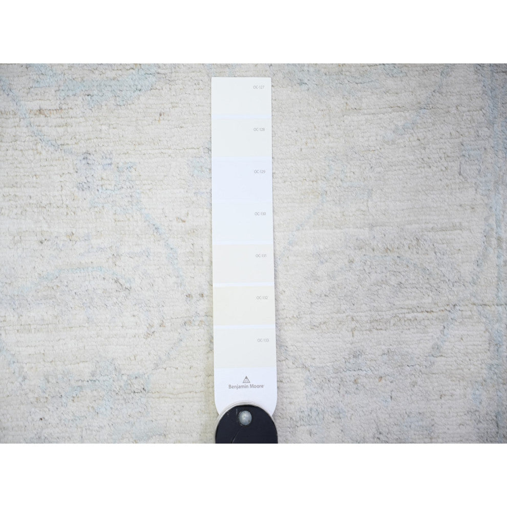 Daisy White Washed Out Peshawar Wool Hand Knotted Runner Rug  2'8"x10'8"