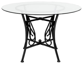 Princeton 45" Round Glass Dining Table With Black Metal Frame