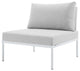 Sectional Sofa Chair Table Set, Sunbrella, Aluminum, White Gray, Outdoor