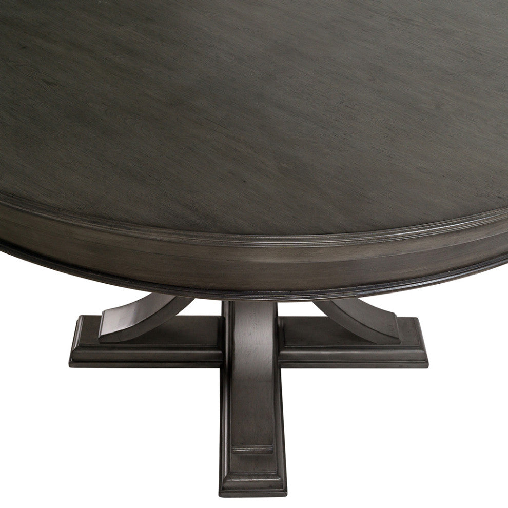 TATEUS 44" Round Dining Table, Solid Wood Finish Classic Design, Grey
