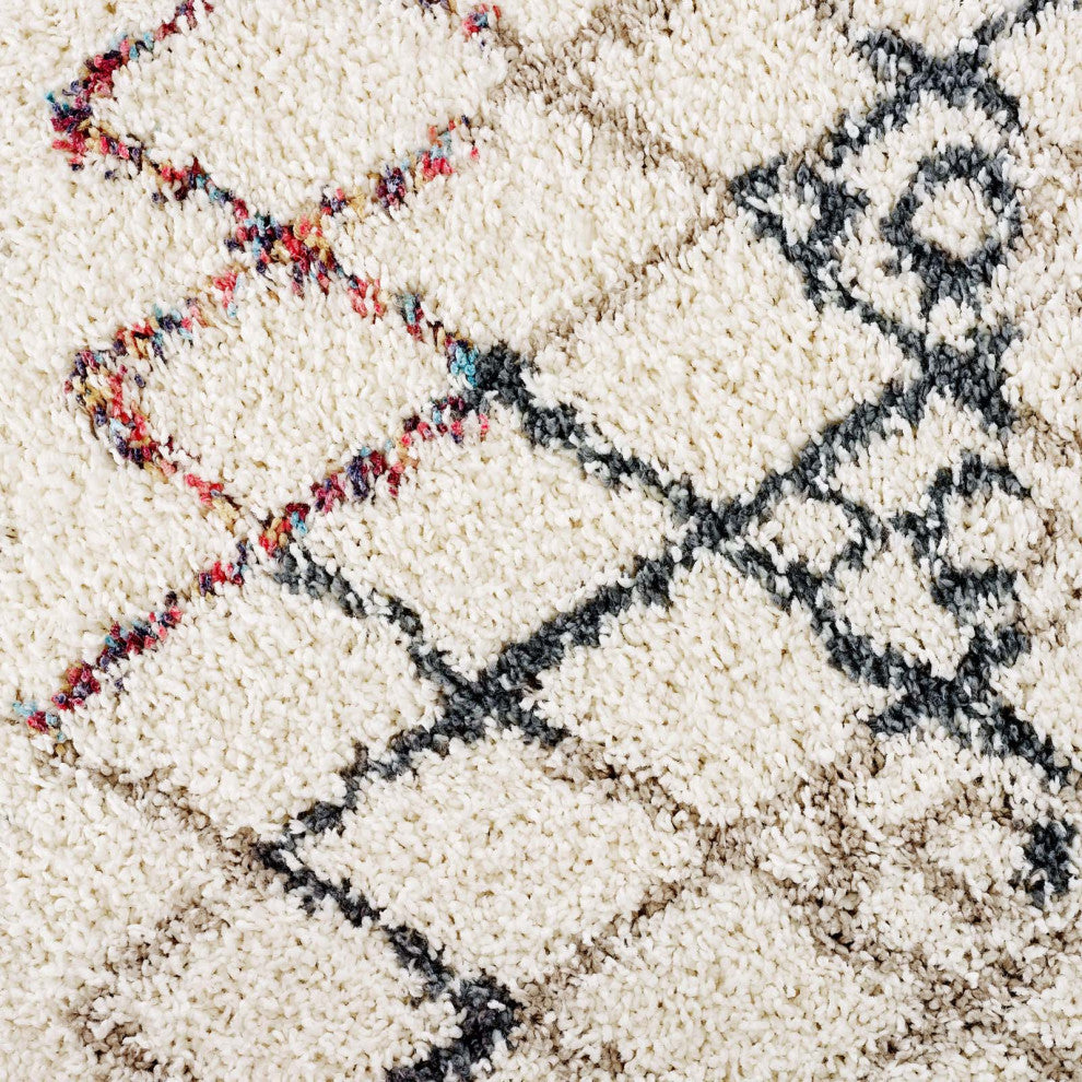 Skadi Rainbow Diamond 5x8 Shag Area Rug-Multicolor