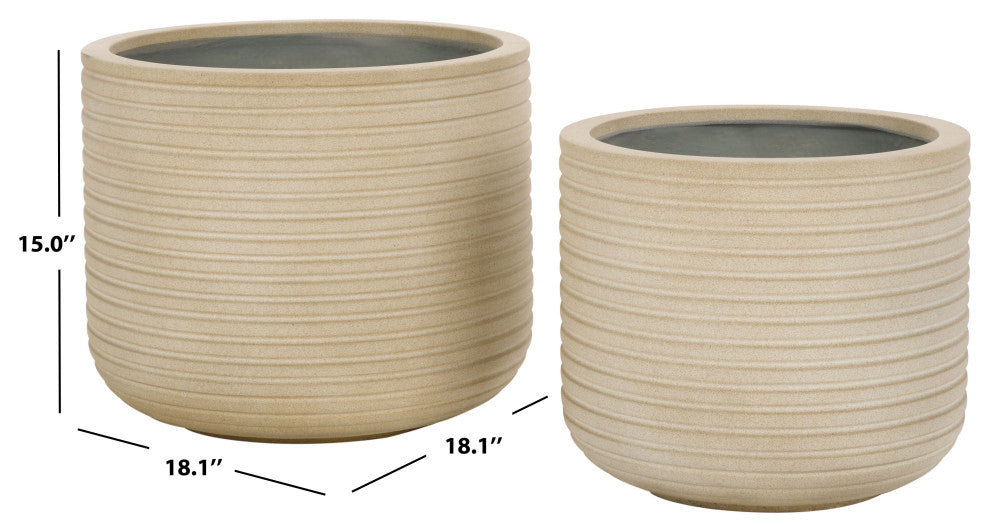 Safavieh Indoor-Outdoor Nardo Planter Pot, Set of 2, Beige