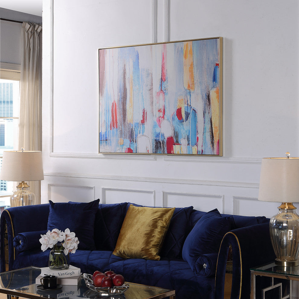 Rainy Forest Abstract Wall Art 36x47 With Gold Frame, Multi Color