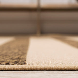 Aveiro Wide Stripe Indoor/Outdoor Beige/Brown 2'x8' Runner Rug