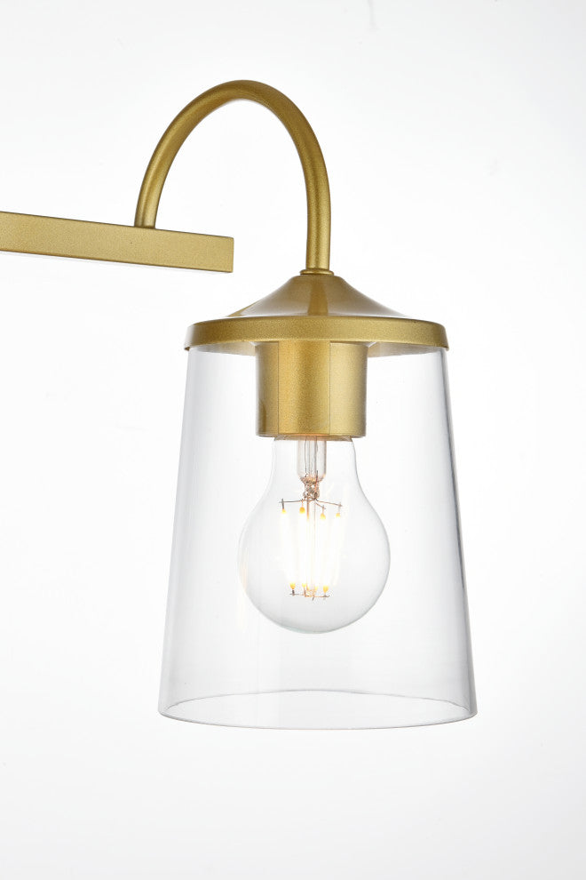 3 Light Brass And Clear Bath Sconce