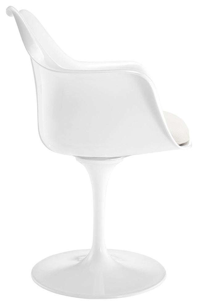 Modern White Tulip Dining Fabric Armchair