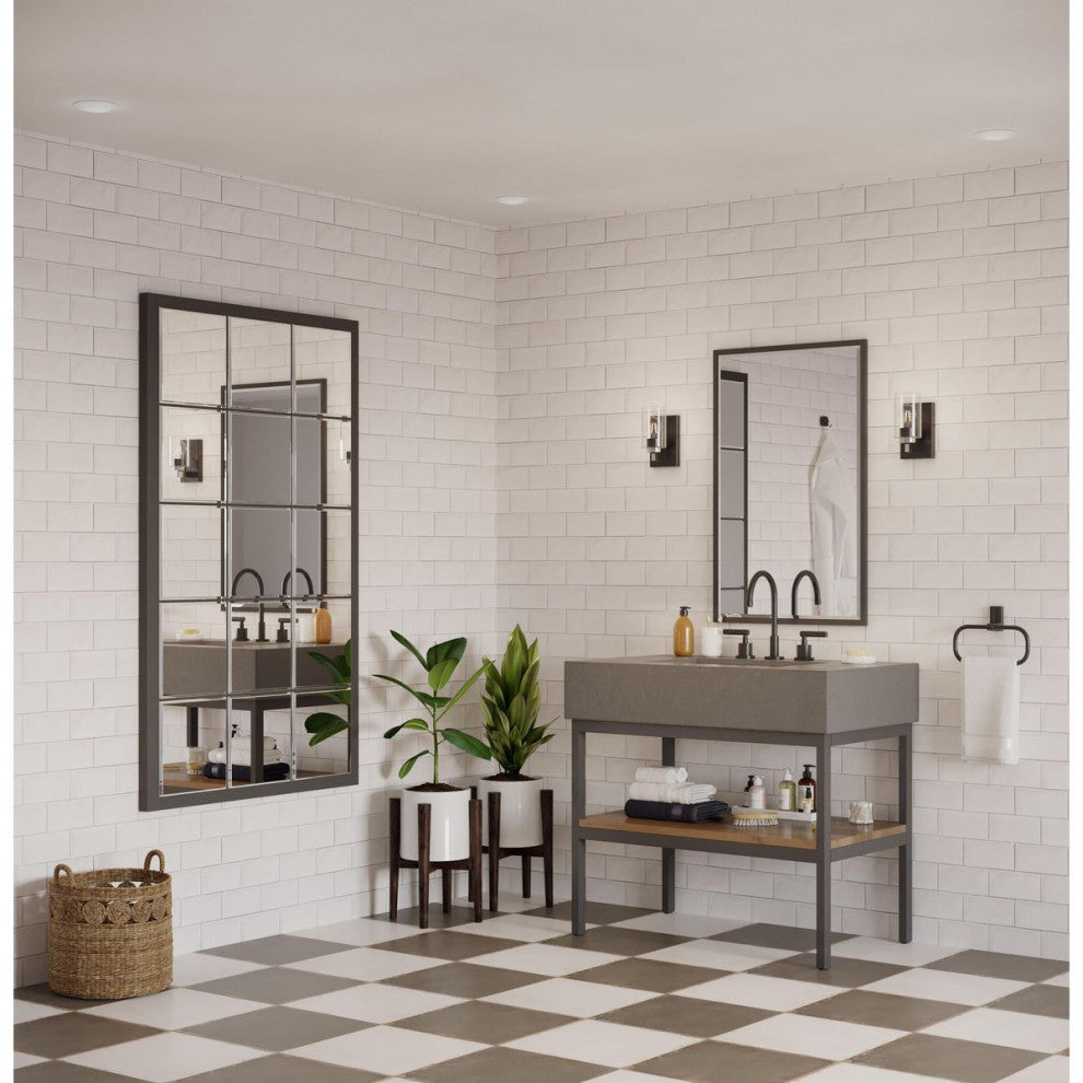 Goodwin 1-Lt Matte Black Modern Vanity Light With Clear Glass