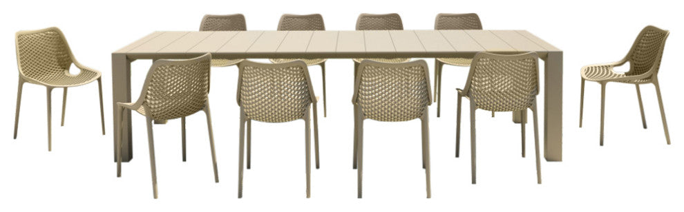 Air Extension Dining Set 11-Piece Taupe
