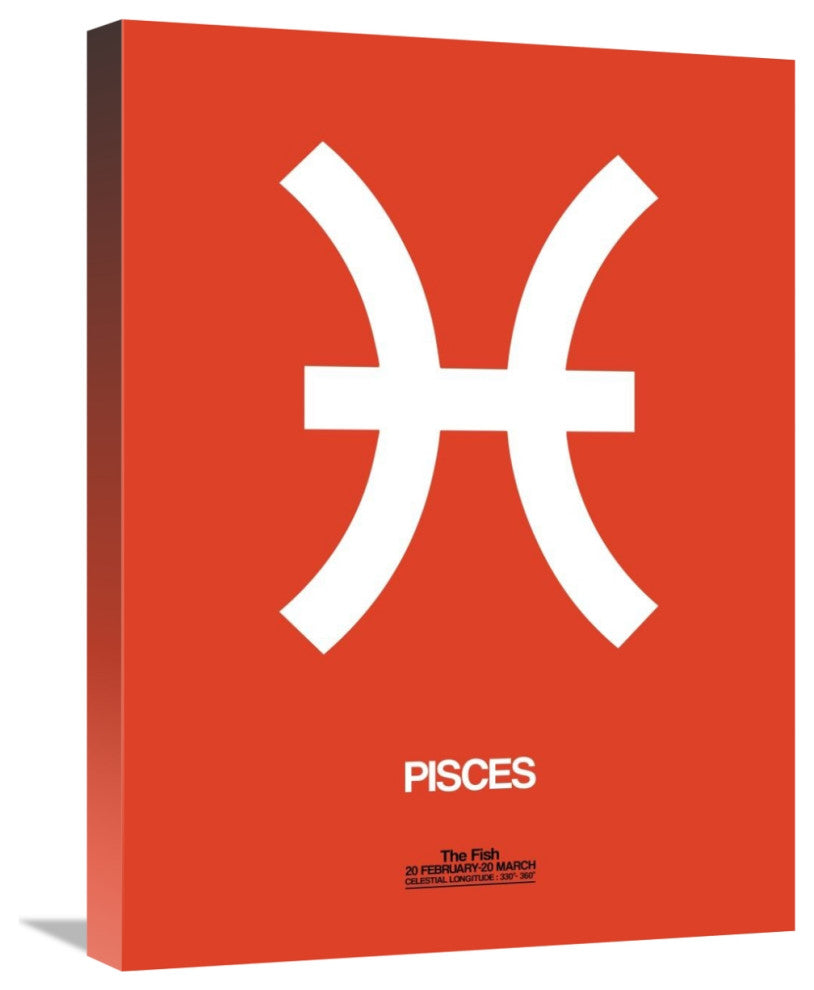 "Pisces Zodiac Sign White on Orange" Fine Art Print