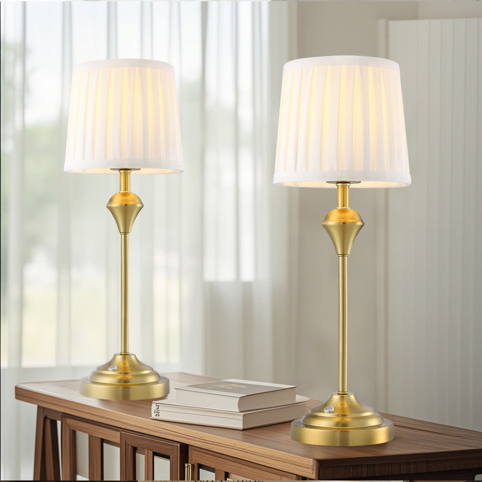 18" Brass Rechargeable Touch Table Lamp Set of 2