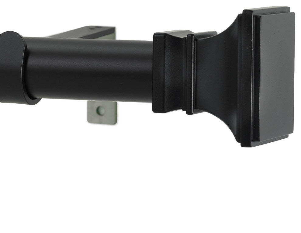 Versailles Non-Telescoping Curtain Rod With Metro Rings, Black, 72