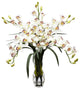 Cymbidium Orchid Silk Flower Arrangement, White