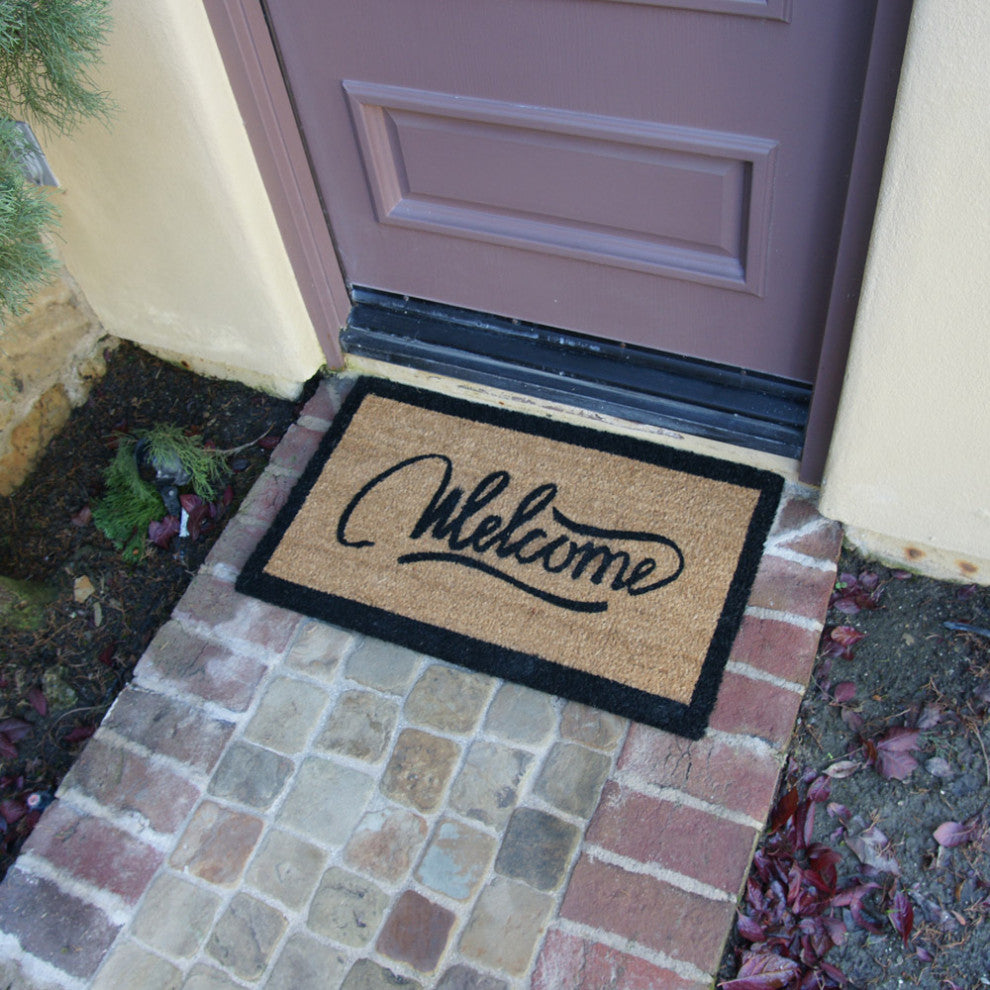 Rubber-Cal "Modern Ribbon Script" Coir Welcome Mat 15mm X 18" X 30"