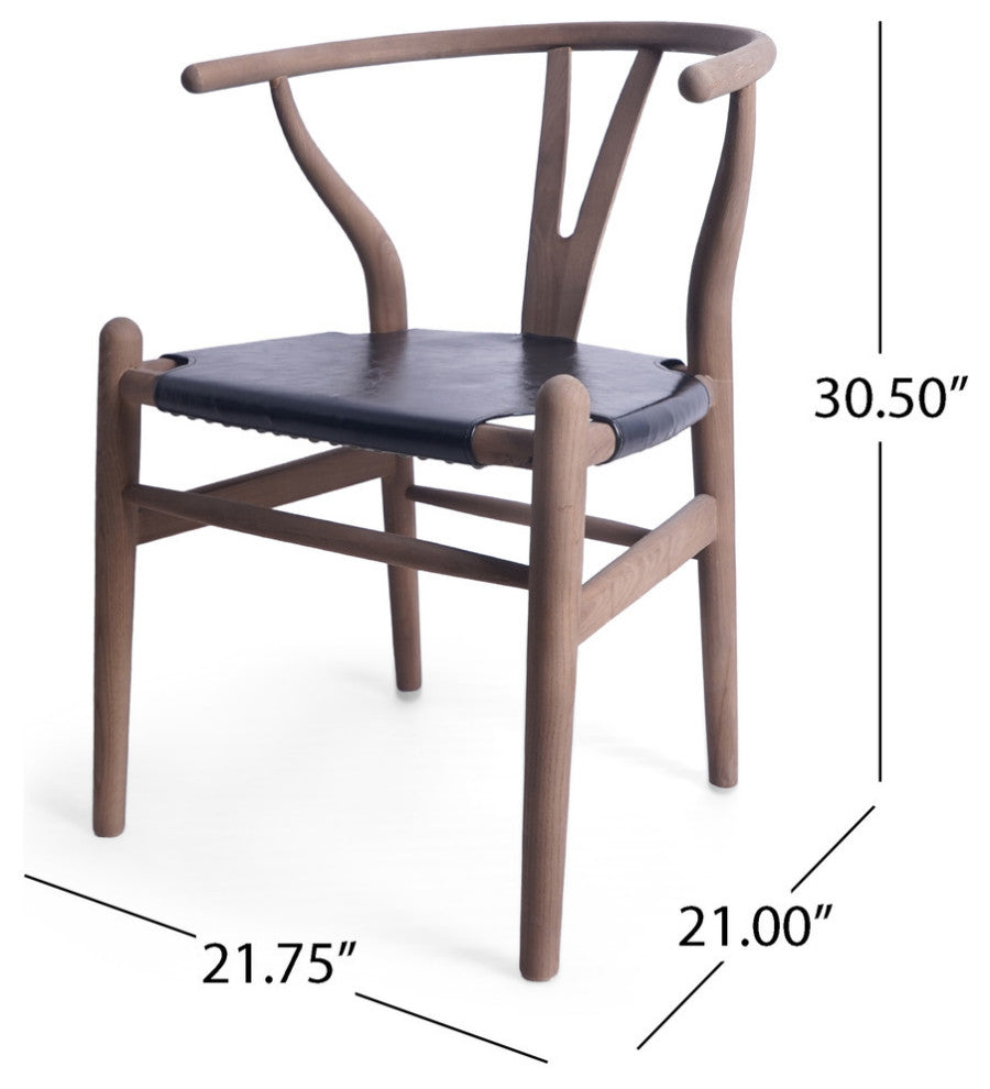 Cherry Mid-Century Boho Accent Chair, Black/Antique