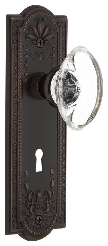 Nostalgic Warehouse Meadows Plate Mortise Oval Clear Crystal Glass Knob
