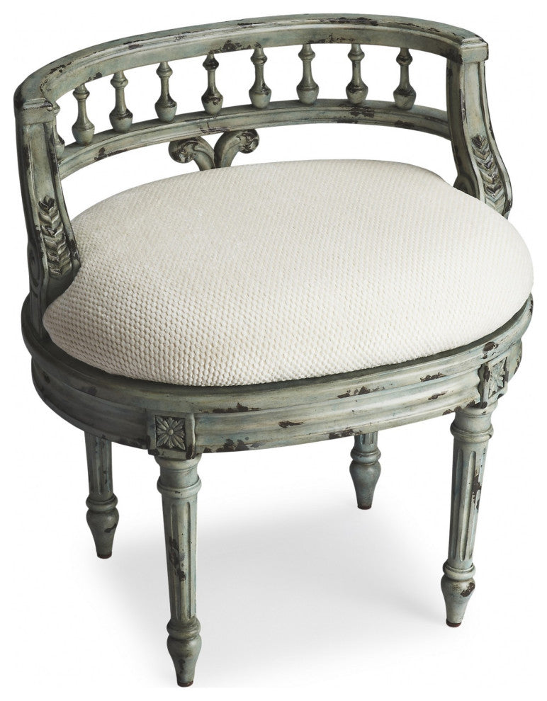 Vintage Sea glass Blue Vanity Seat