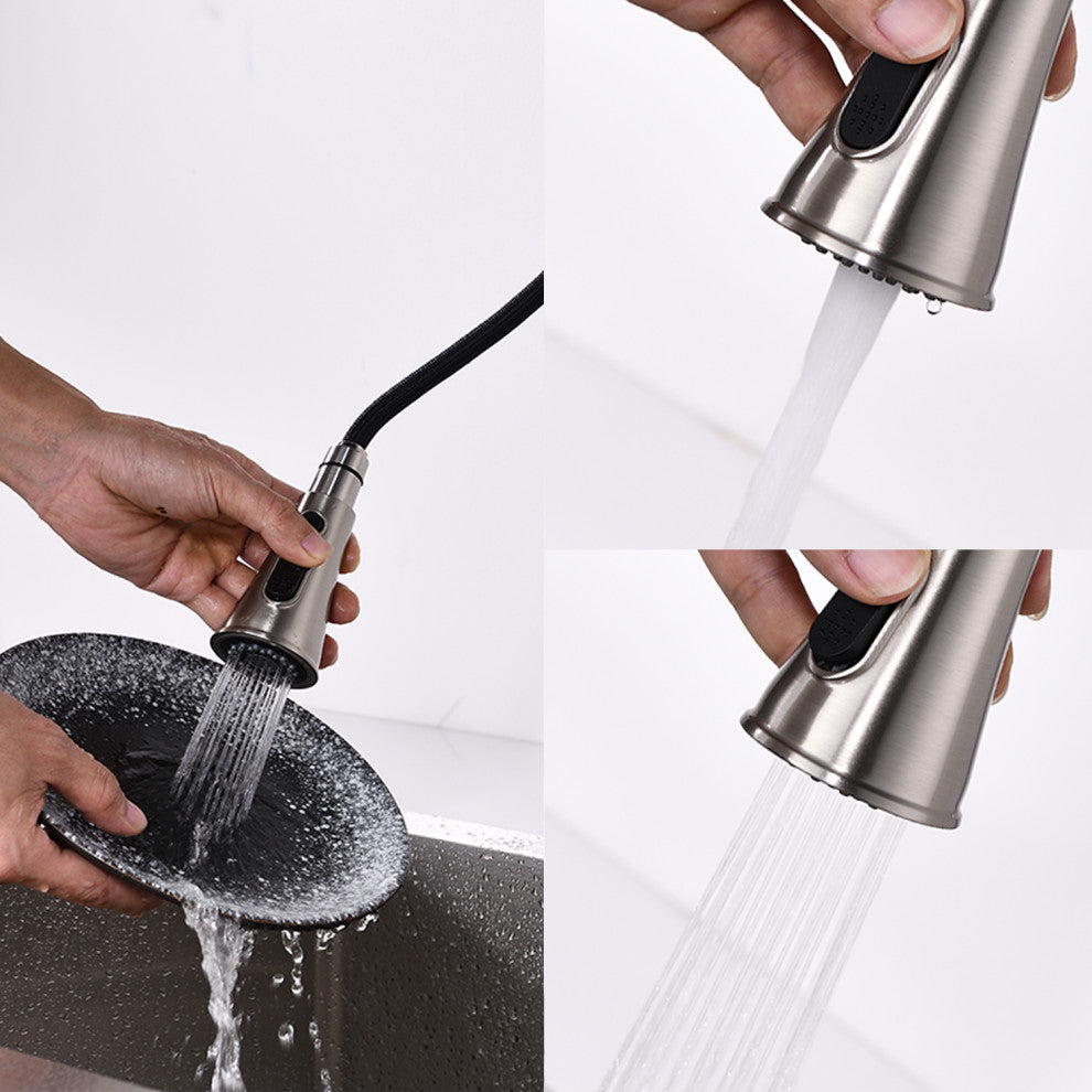 Givingtree Pull Down Kitchen Faucet with Sprayer Stainless Steel Brushed Nickel