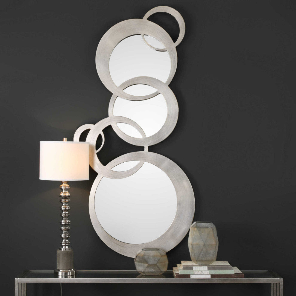 Uttermost 09303 Odiana 70" W x 33" H Circular Framed Bathroom - Antiqued Silver