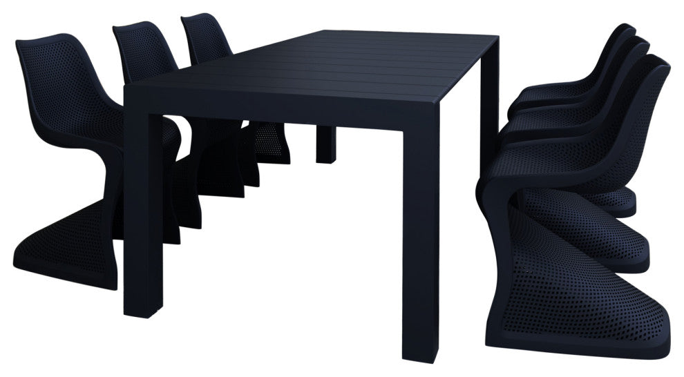 Compamia Bloom Extendable Patio Dining 7-Piece Set, Black