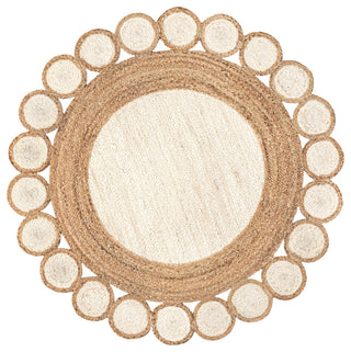 Skye Two-Tone Jute Circle Border Round Area Rug, 4' Round