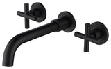 Two Handle Wall Mount Bathroom Sink Faucet with Rough-in Valve, Matte Black