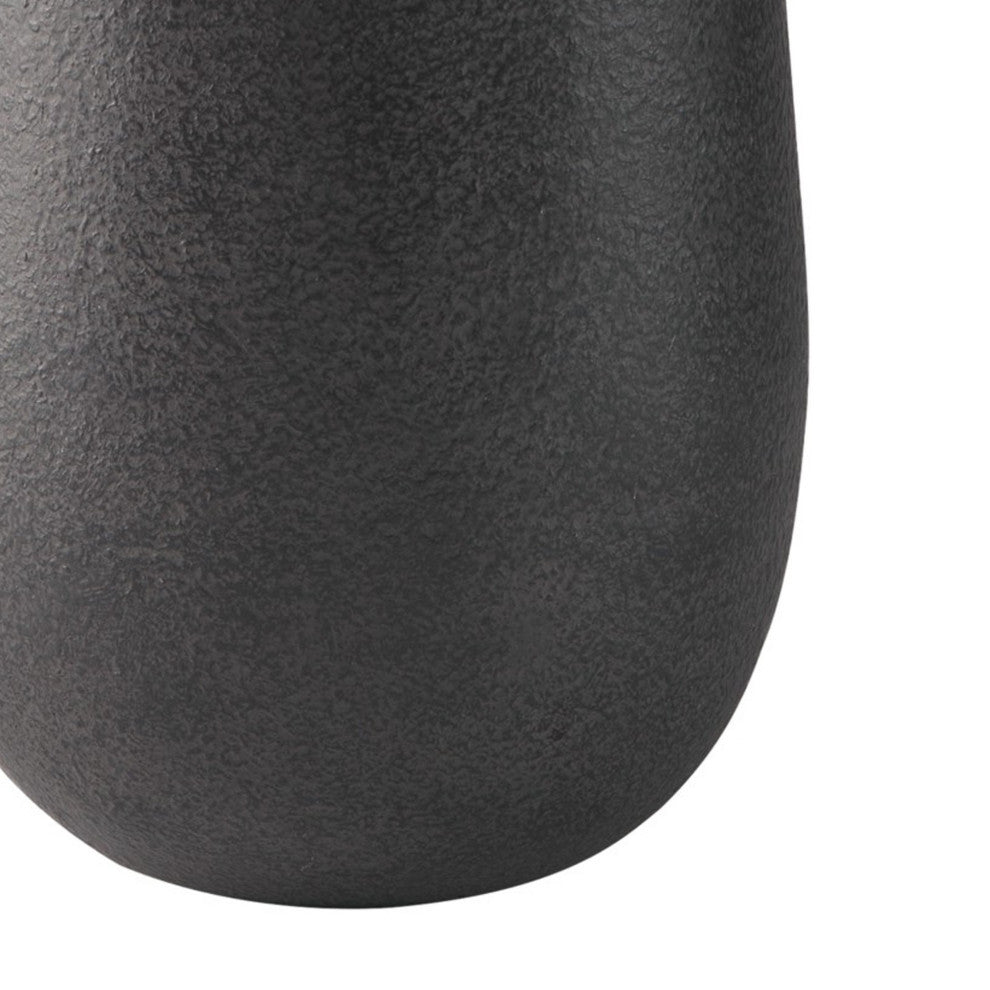 Benzara BM283067 Cylindrical Metal Vase, Subtly Textured Antique Blackened Brown