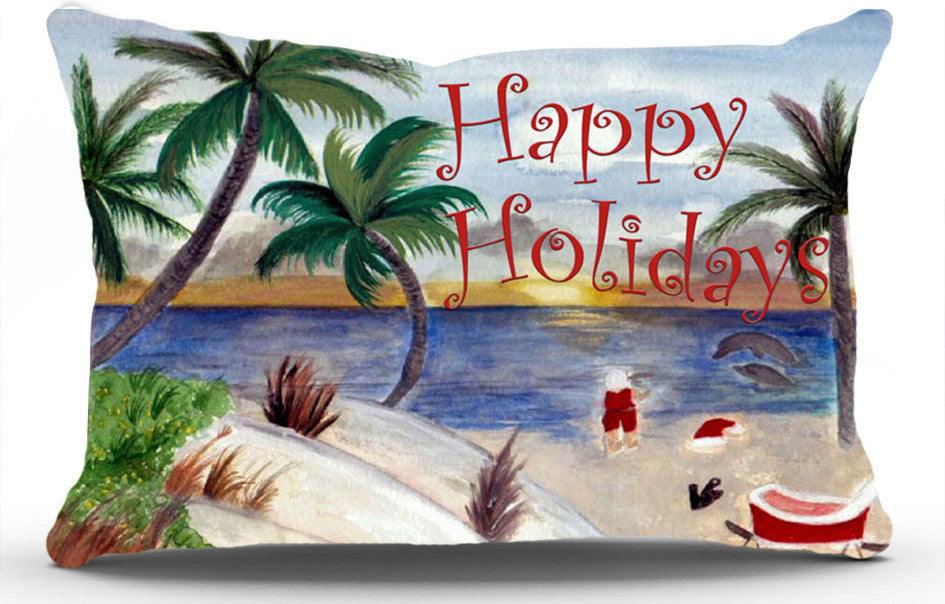 Holiday Pillow Sham, 40"x20", Santa's Beach Break