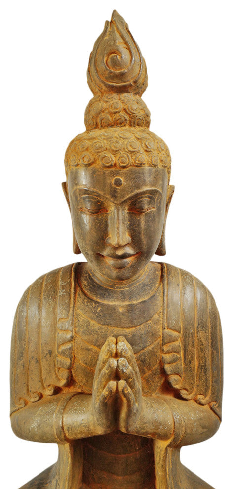 Rust Stone Sitting Garden Buddha