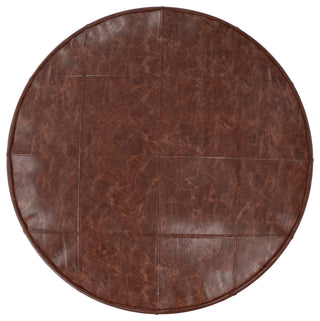 Connor Round Pouf, Distressed Brown